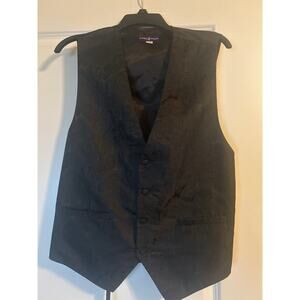 GUC Lord West Men's Patterned Vest Covered Buttons Purple Bow Tie Included Sz M